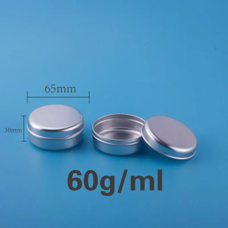 60ml 100pcs/lot Cream Jars Metal Aluminum Round Tin Cans Box Cosmetic Container Eyeshadow Pots Makeup Tool Lightweight Round - Цвет: Серебристый