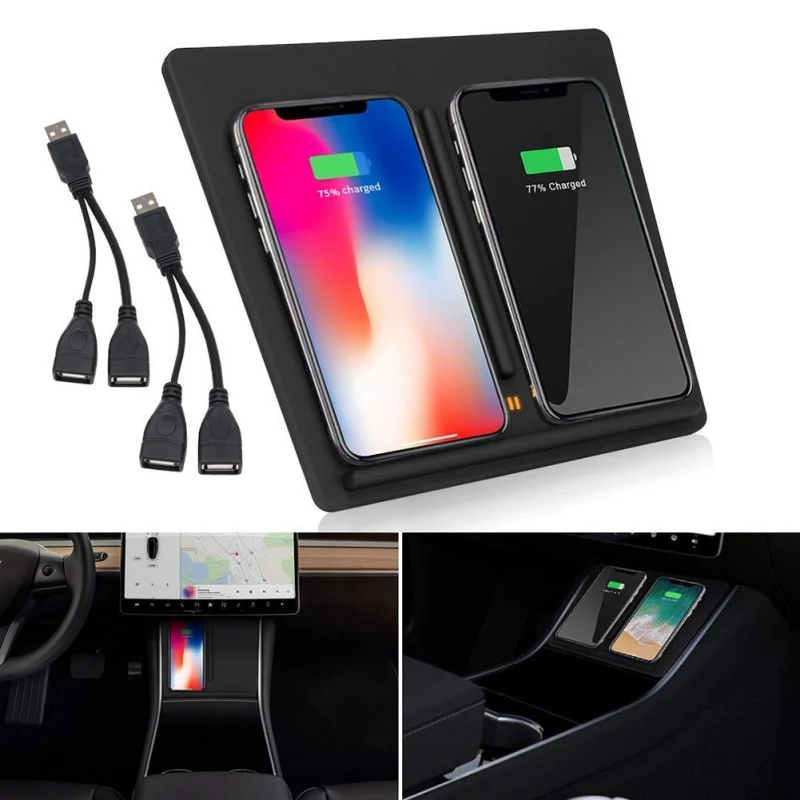 

2019 Wireless Phone Charger Dual Phones Charging Anti-skid Car Mount Auto For All enabled Android devices