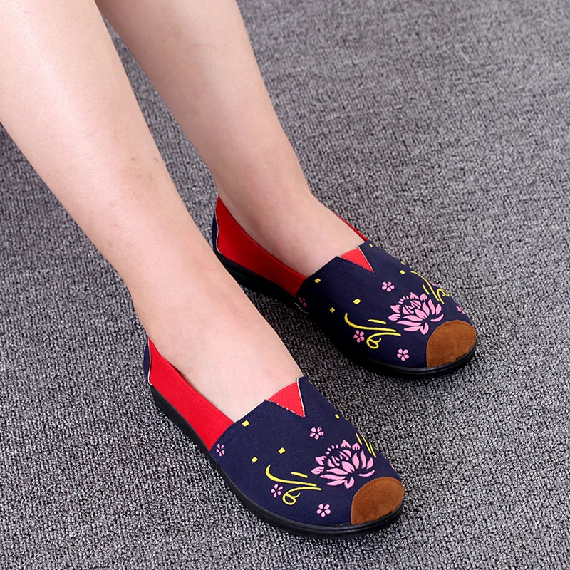 

New Style Liuwan Temple Fair Old Beijing Cloth Shoes round-Toe Casual Spring And Autumn Single Shoes Comfortable Breathable Thom