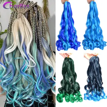 24inch Wavy Spiral Curl Synthetic Braiding Hair Pony Ombre French Curly Pre Stretched Crochet Braid Hair Extensions For Women 1