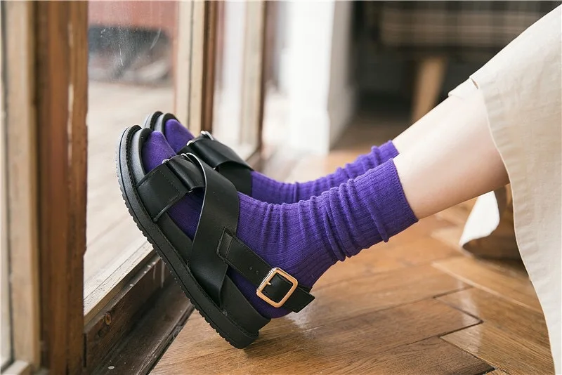 20pairs/set Winter Nladies Socks Solid Color Vertical Ladies Socks Cotton Socks Factory Wholesale Calcetines Invierno Girl