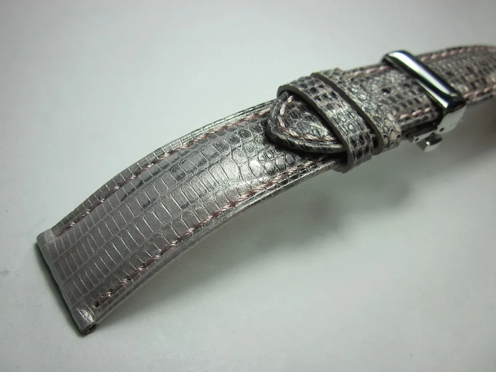 genuíno lagarto pele relógio banda borboleta fivela pulseira artesanal cinta