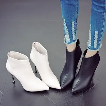 

white high-heeled pointed short sexy