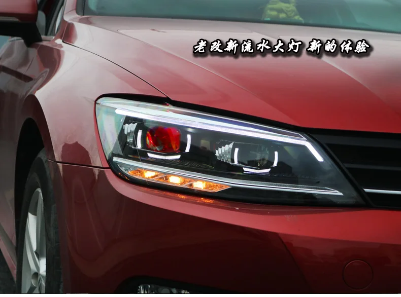 Для Volkswagen lamando 15-19 сборка фар для 15-19 старый модифицированный неоновый двойной свет объектив СВЕТОДИОДНЫЙ стример