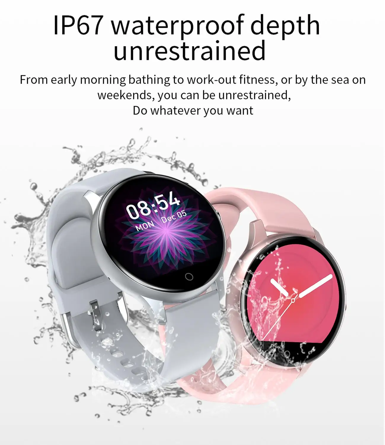 Vwar Galaxy Smart Bluetooth Call Watch IP67 Waterproof with Siri Heart Rate Blood Pressure Fitness Smartwatch for Samsung IOS