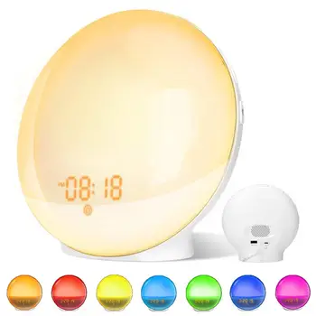 

Alarm Clock Wake Up Night Lamp Digital Clock With Snooze Feature Nature Sounds FM Radio Sleep Aid 7 Colors Light