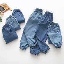 Детская одежда; стиль г.; джинсы в Корейском стиле для больших мальчиков; детские ковбойские брюки из тенселя с эффектом потертости