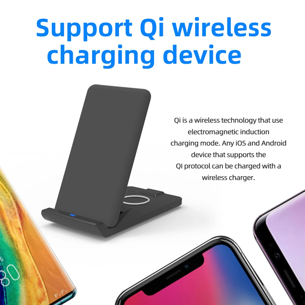 Ican15W быстрая Беспроводная зарядная площадка для телефона и наушников складной