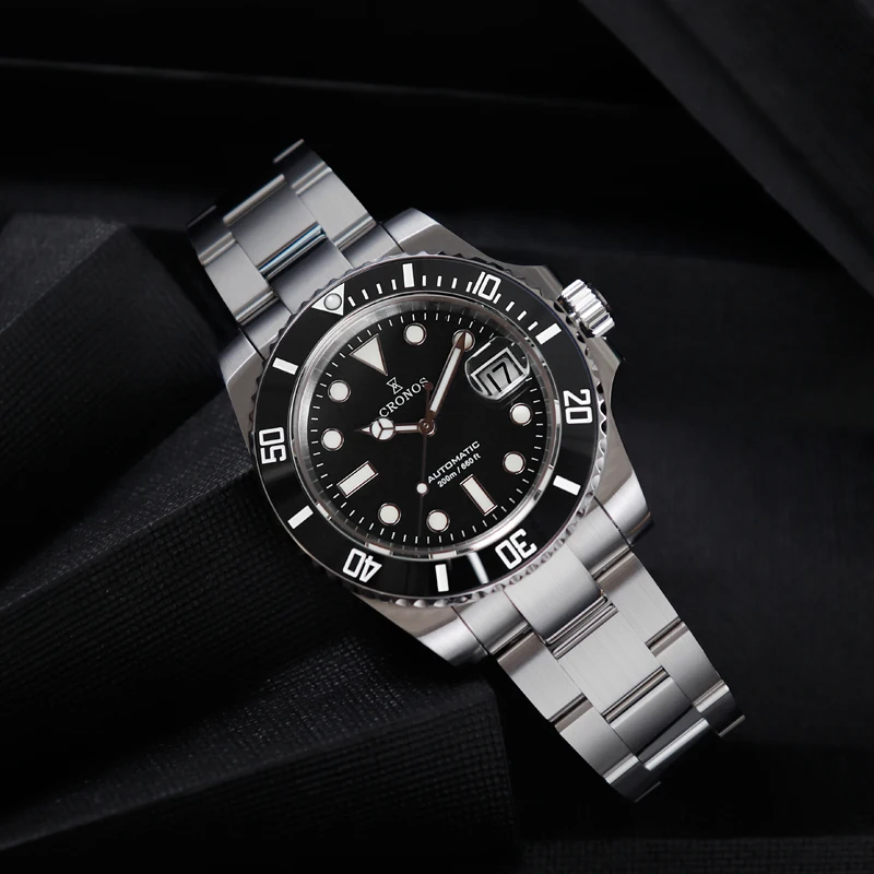 Роскошные мужские часы Cronos Sub Diver из нержавеющей стали PT5000 браслет керамическая