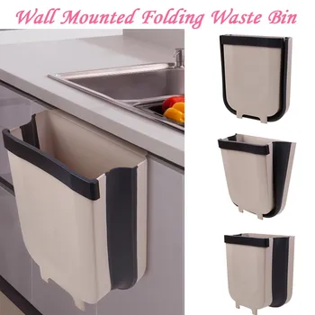 

Folding Waste Bin Kitchen Cabinet Door Hanging Trash Bin Trash Can Wall Mounted Trashcan Kitchen Bathroom Toilet Waste Storage