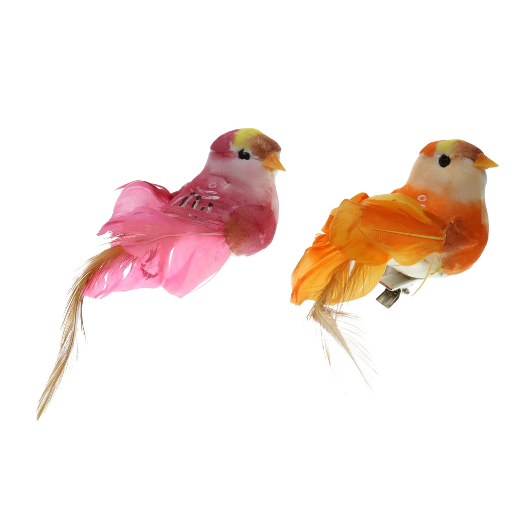 2x Vivid Animal Statues Little Bird Outdoor Garden Grassland Tree Standing Lawn Ornament Photography Props Home Decor Gifts