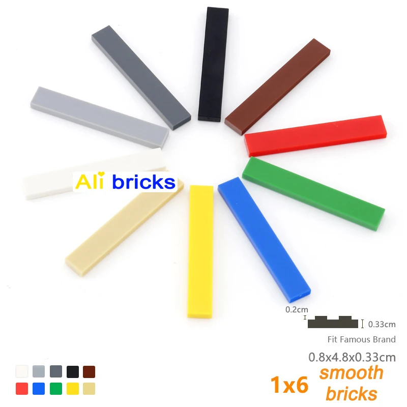 

120pcs DIY Building Blocks Figure Bricks Smooth 1x6 11Colors Educational Creative Size Compatible With Brand Toys for 6636