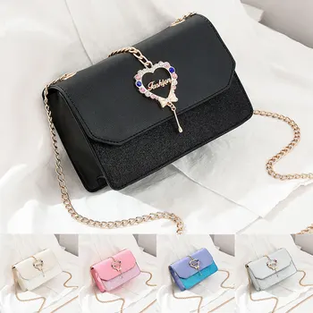 

2020 Glitter Sequins Chain Shoulder Bag New Arrival Women Bag Crossbody Bags for Women heart Buckle Handbag PU Leather Handbags