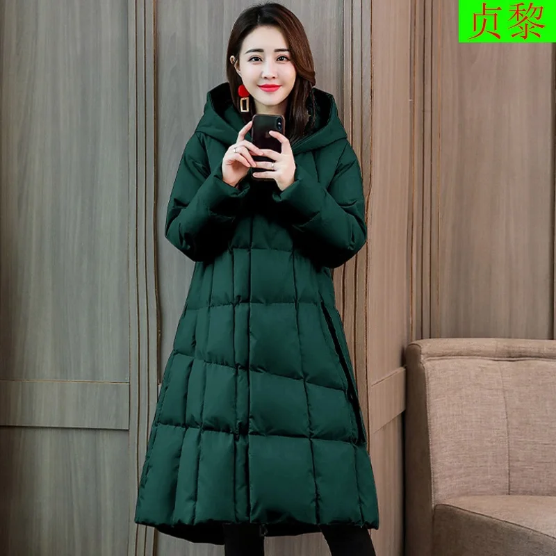 

Korean-style Mid-length A- line down Jacket Cotton-padded Clothes 2018 New Style WOMEN'S Dress Winter over-the-Knee Slim Fit Cot