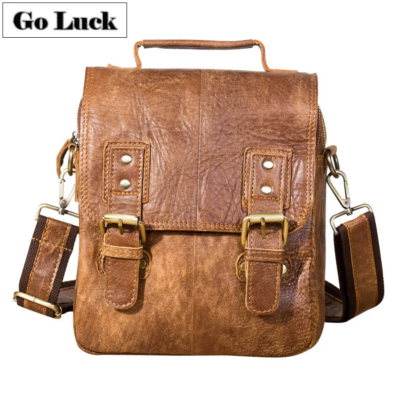 

GO-LUCK Brand Nubuck Genuine Leather Top-handle Handbag Business 10' Ipad Pack Men Crossbody Shoulder Bag Men's Messenger Bags