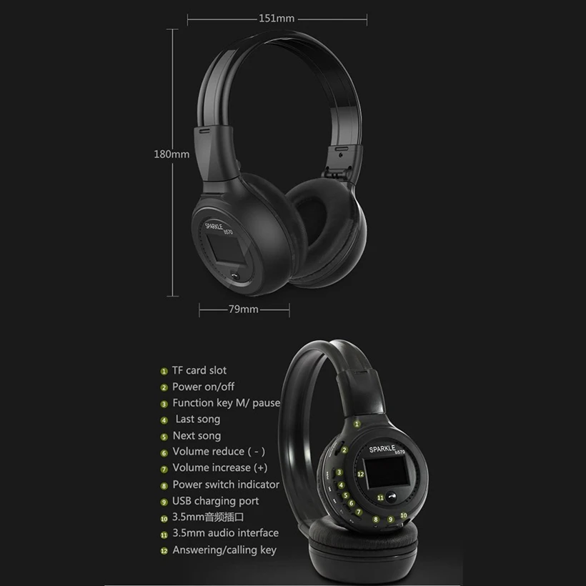 Складные наушники беспроводные Bluetooth наушники радио TWS музыка Handsfree наушники Спортивная гарнитура может играть с Micro SD карты