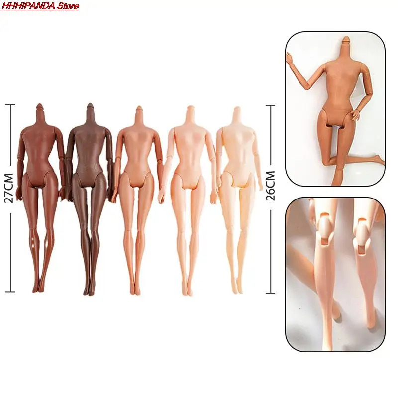1PC 11 Movable Joints 26/27cm African Doll Nude Body Brown Black Skin Doll Body Skin Children's Pretty Girl Toy Gift doll accessories movable dolls fashion dolls