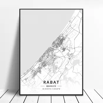 

Rabat Tangier Casablanca Marrakesh Morocco Canvas Art Map Poster