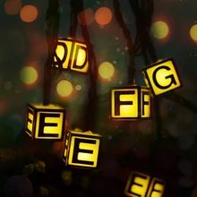 Household LED String Light English Letter Fairy String Light Outdoor Solar Power Waterproof Garden Lighting Christmas Tree Decor