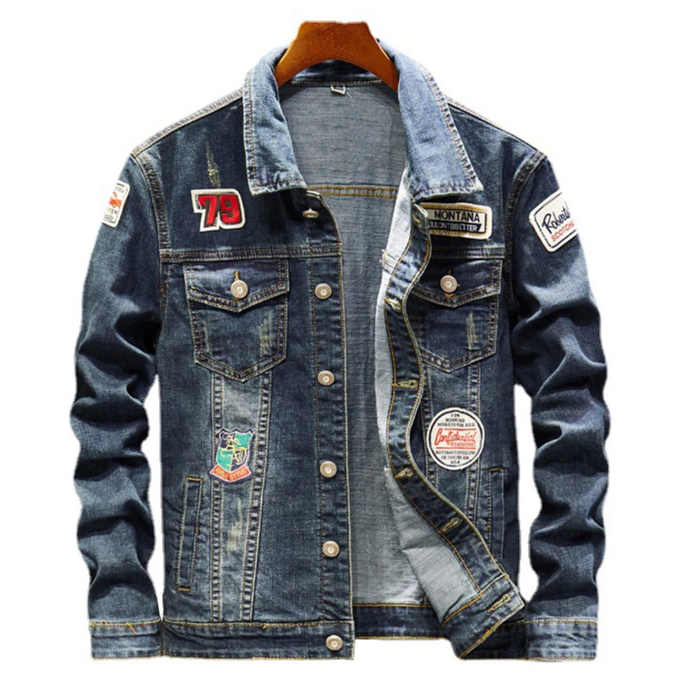 Fashion Denim Jacket Men Designs Money Print Patch Blue Jean Jacket For Men  Hip Hop Distressed Hole Denim Jackets From Hlq1025, $44.53