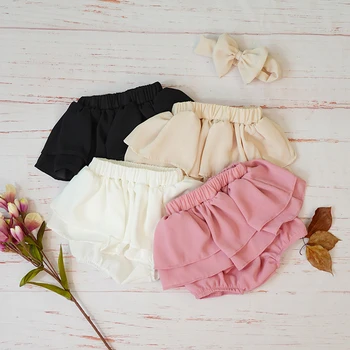 

2020 New Summer Diaper Cover Bloomers Shorts Baby Girls Ruffle Short Pant For Newborn Toddler Kids Large PP Pants Pink Beige 12M