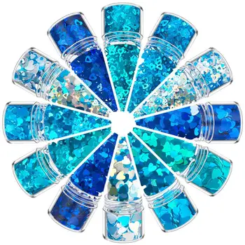 

12 Bottles DIY Resin Mold Fillings Bling Glitter Heart Laser Sequins for UV Epoxy Silicone Mold Nail Art Resin Craft