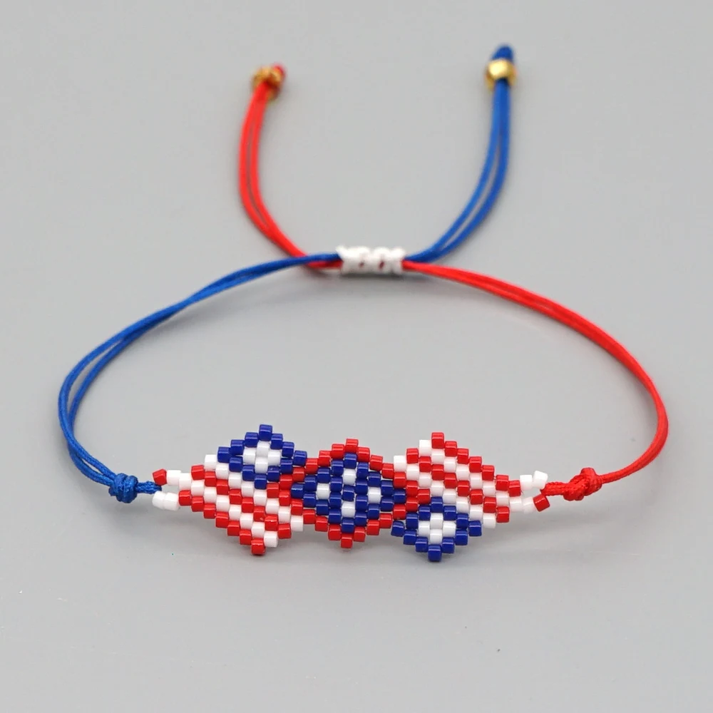 

Go2Boho Miyuki Bracelets for Women American Flag Jewelry Pulseras 2020 America Bracelet Trendy Handmade Bead Jewellery Gift