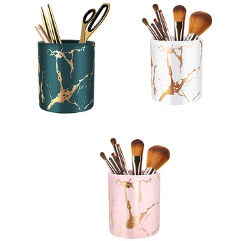 

Pen Holder, Stand for Desk Marble Pattern Pencil Cup for Girls Kids Durable Ceramic Desk Organizer Makeup Brush Holder perfect G