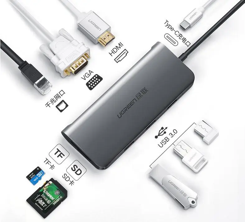 

USB-C Laptop Docking Stations multi-function adapter converter deconcentrator for all Type-C interface laptop Mobile phone A009
