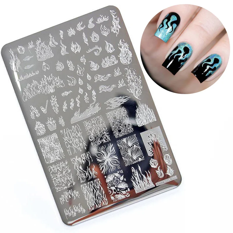 Nail Stamping Plates Template Flame 1pcs Pattern Art Stamp AliExpress