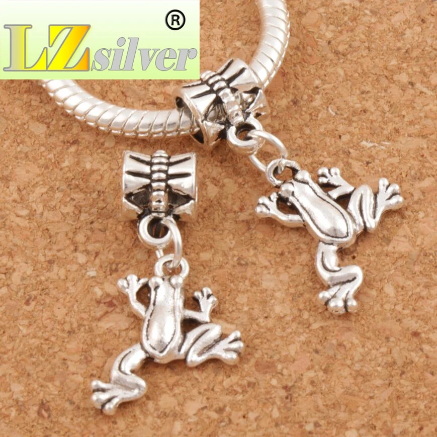 Frog Charm Beads 30.8x15.6mm 100PCS Zinc Alloy Dangle Fit European Bracelets Jewelry DIY B167