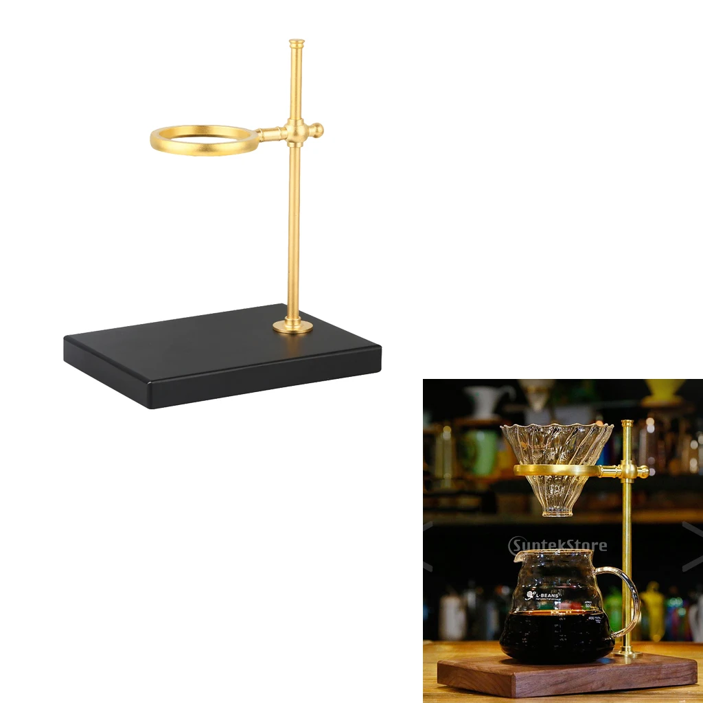 Wood &Copper Manual Pour Over Drip Coffee Tea Filter Dripper Stand Rack