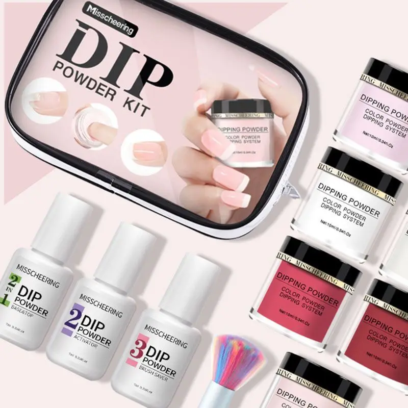 

Dipping Powder Set Base Coat Brush Natural Dry Pigment Nail Infiltration Powder Kit Manicure Decoration