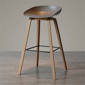 

Modern Nordic Simple Solid Wood Bar Stool Home Bar Chair Plastic Bar Front Desk Cashier Customized Designer Restaurant Furniture