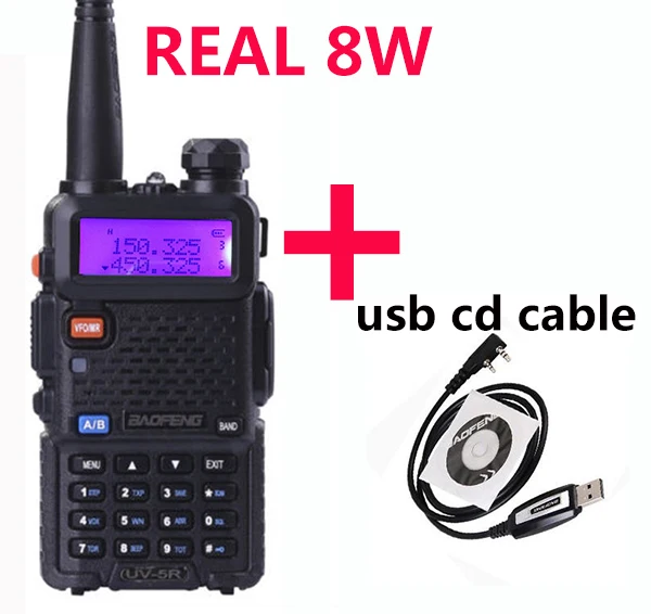 Uv-5r высокомощная версия trile power baofeng 8 вт для двухстороннего радио VHF UHF двухдиапазонная портативная рация baofeng uv 5r - Цвет: programming cable cd