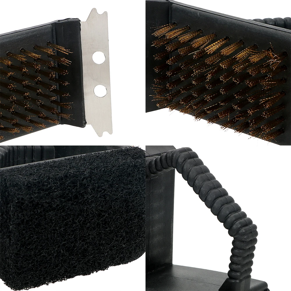 NICEYARD HILIFE 3 in 1 Corner Copper Wire Brush Steel Wire Sponge Shovel BBQ Cleaning Brush BBQ Tool Barbecue Grill Cleaner