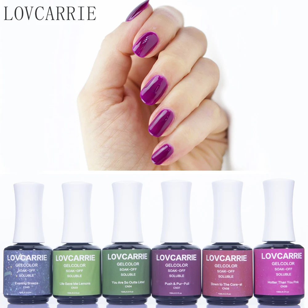 

LOVCARRIE Bright Color Gel Polish Semi Permanent Vernis UV Gel Varnishes Neon Rose Red Gellak 15ML Manicure Nails Art Varnish