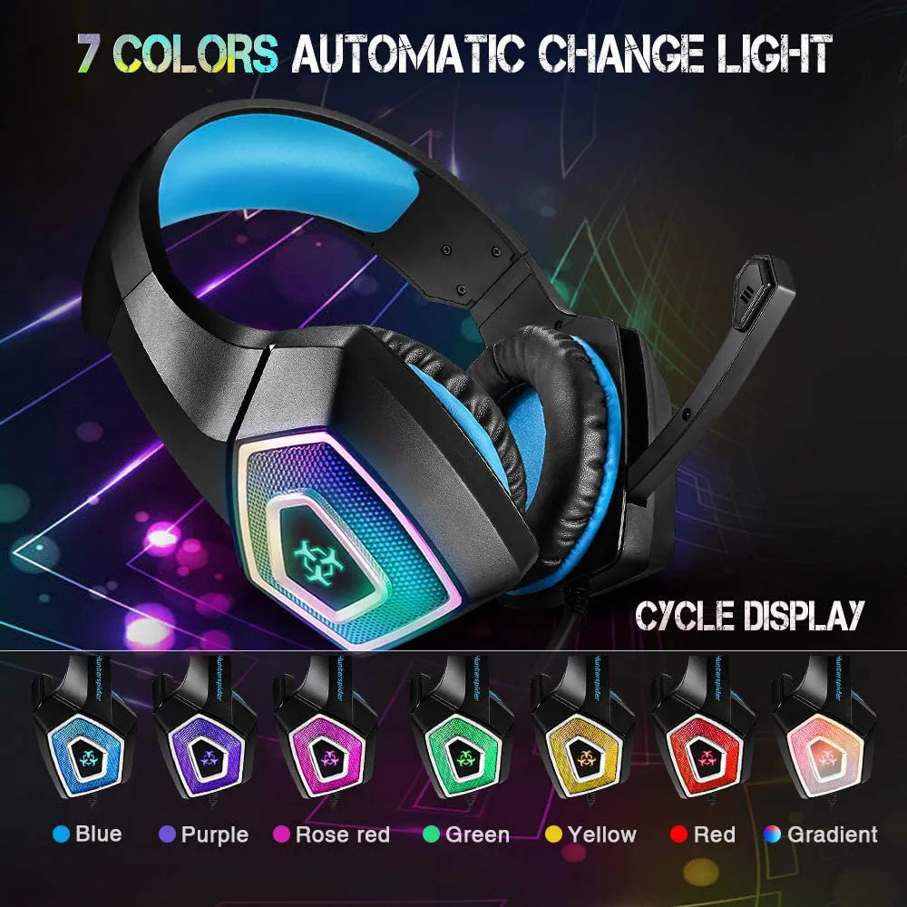 2020RGB светильник игровая гарнитура Ps4 наушники с микрофоном 7 1 объемный звук