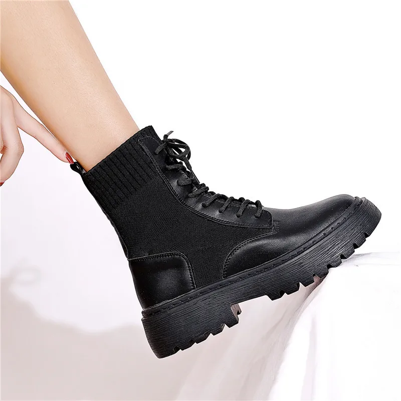 

Martin Boots Women's England 2019 New Style Spring And Autumn Single Boots Versatile Handsome Thick Bottomed Extra High Elastici