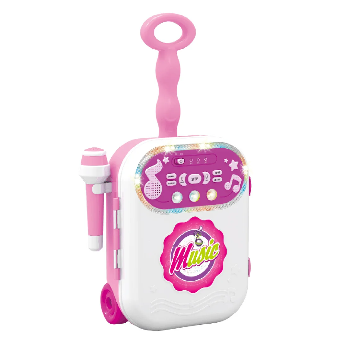 Children Boys Girls Gift Music Luggage Suitcase Singing Machine with Microphone Toy Musical Instrument Gift For Kids- Pink/Blue