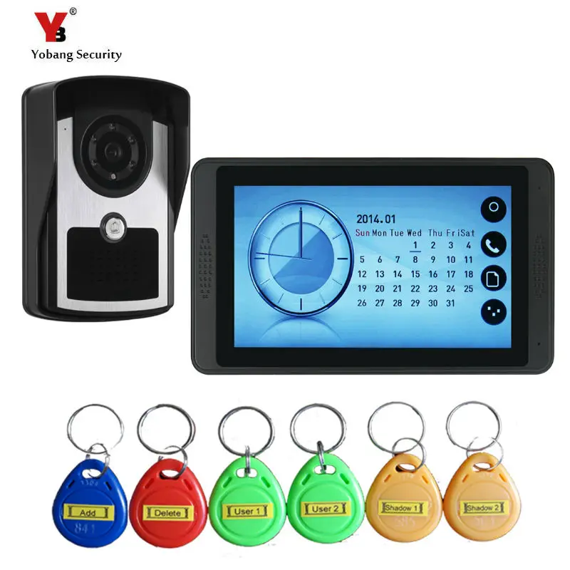 

7inch 1V1 RFID Monitor Video Door Phone Intercom Doorbell With IR Camera Night Vision Support TF card recording