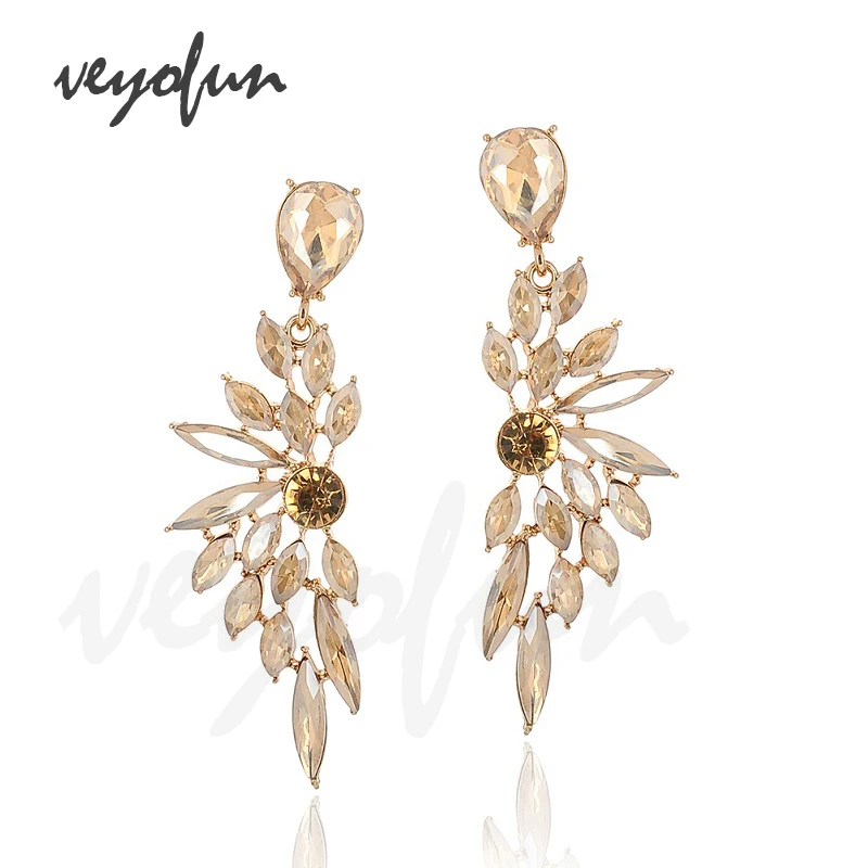 Veyofun-Boucles d'oreilles pendantes en cristal symétrique pour femmes, boucles d'oreilles pendantes élégantes, bijoux de fête, cadeau, nouveau, 2020