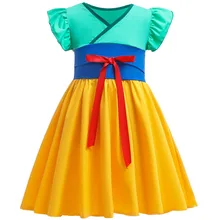 Маскарадный костюм Мулан на Хэллоуин милое платье принцессы с бантом платье с героями мультфильмов хлопковое праздничное платье с рукавами Хуа мулань для девочек от 2 до 8 лет