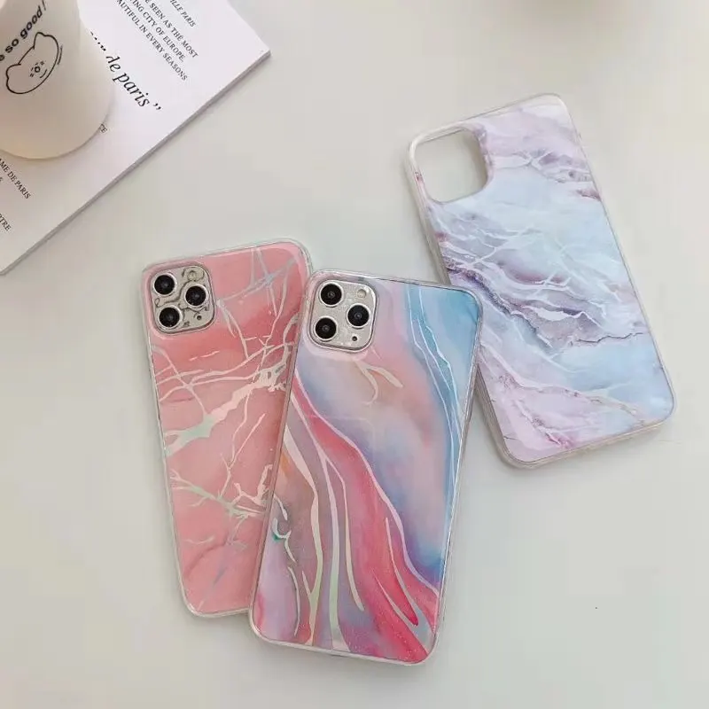 

Glossy Plating Marble Texture Phone Case for Iphone 11 Pro Max X Xr XsMax 6 7 8Plus Colorful Glitter Soft Tpu Silicon Back Cover