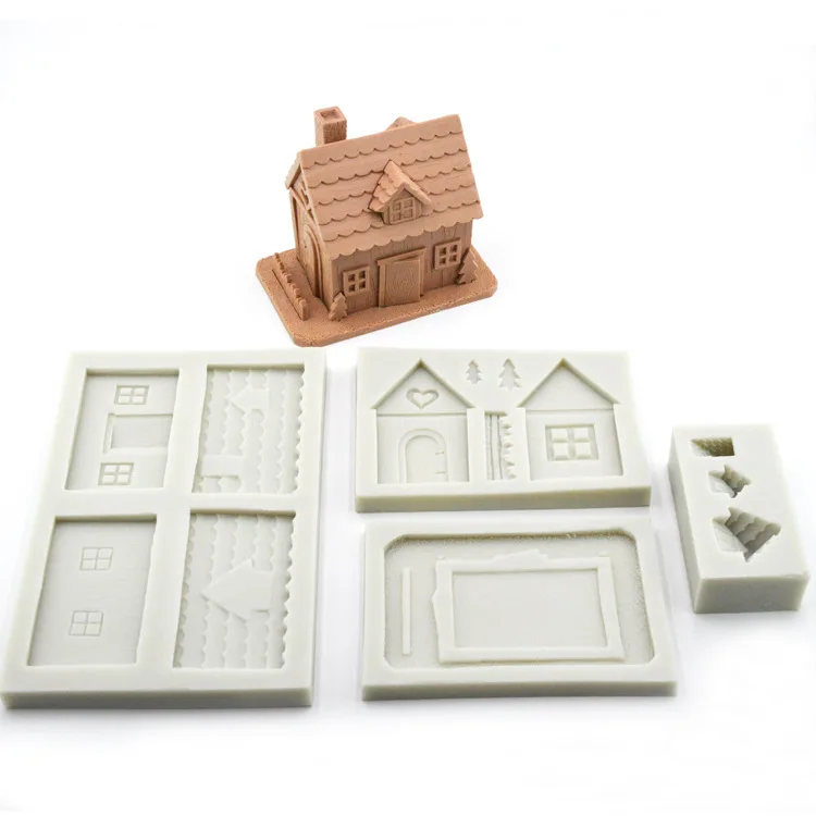 

Creative DIY Silicone Christmas House Xmas Cake DIY Mold Baking Tools Chocolate Candy Cookies Decor Cake Mold K465