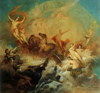 

2 Hand Painted Art Paintings by College Teachers - the victory of light over the darkness Hans Makart - Oil Painting on Canvas