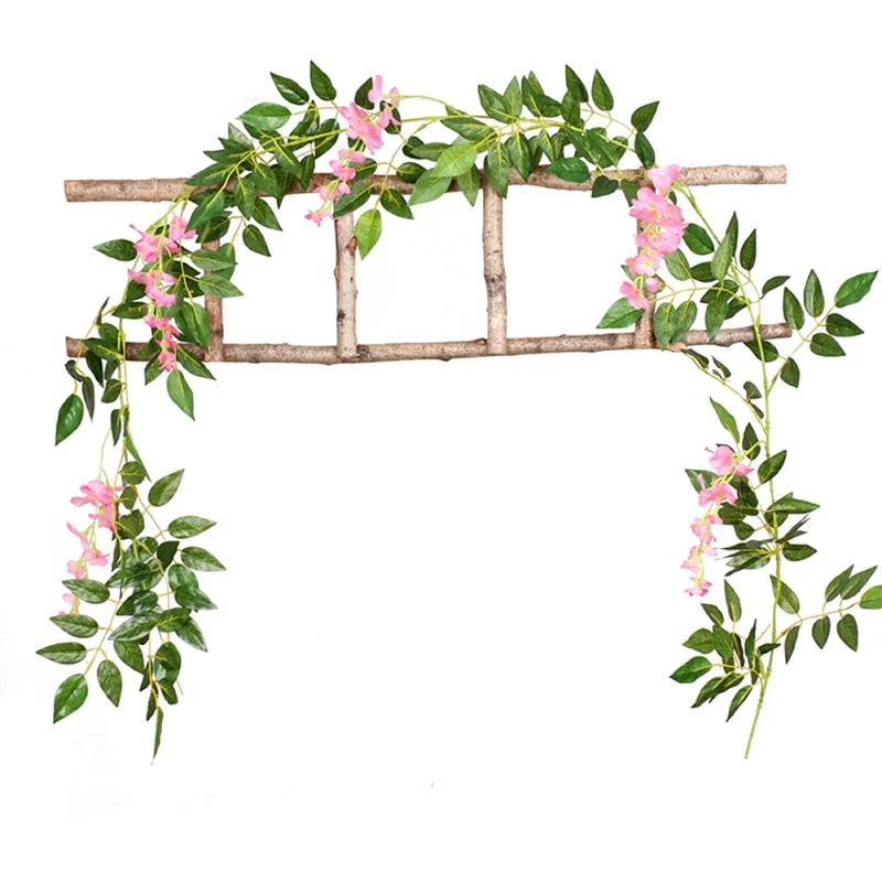 DIY шелковая подвесная гирлянда эвкалипта для свадебной вечеринки, имитация плетеных листьев, украшения лозы