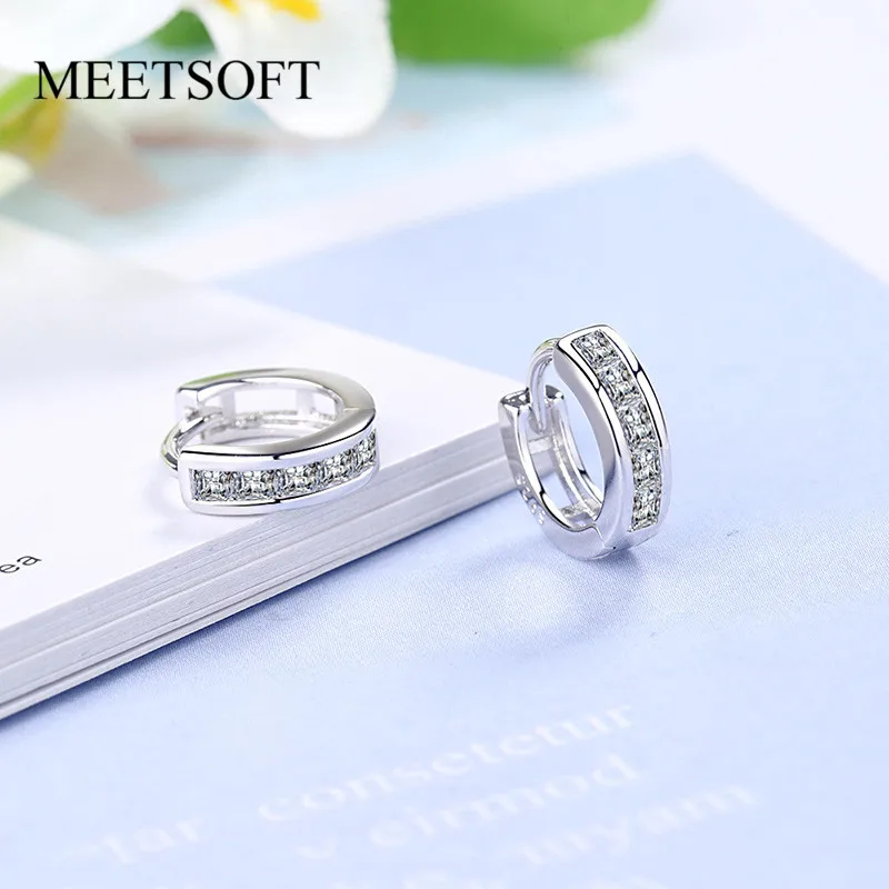 Модные женские серьги кольца MEETSOFT из стерлингового серебра 925 пробы модные