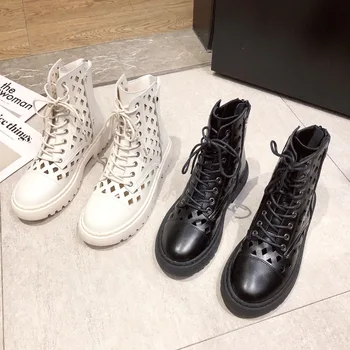 

Martin boots women's summer 2020 breathable thin short boots British style summer hollow thick bottom boots cool boots