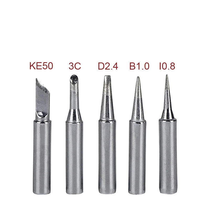 JCD 5PCS/Lot Soldering Iron Tips KE50 3C D2.4 B1.0 I0.8 900M Silver Black Copper Electric Soldering Iron Head For 908S 908 8898 pipeliner hood